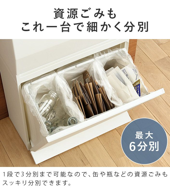 送料無料）日本製 分別 ダストボックス ワイド 2段 45L SOLOW / ごみ箱
